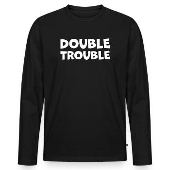 Dart-Double_Trouble - Männer Premium Bio Langarmshirt - Schwarz - Vorne - Nico (187cm)