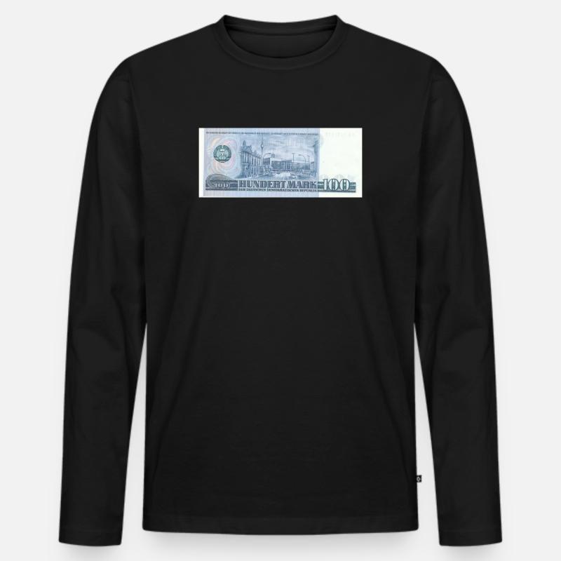 100 Mark der DDR - Männer Premium Bio Langarmshirt - Schwarz