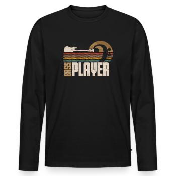 Bass Guitar Vintage bass clef for bassist - Men's Premium Organic Long Sleeve Shirt - black - Front - Nico (187cm)