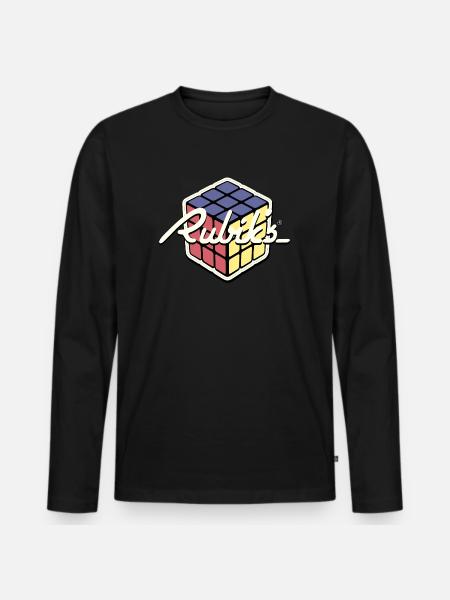 Rubik's Cube Rétro Design - T-shirt manches longues Premium bio Homme - noir