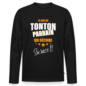 Tonton Parrain Le Mien C'est le meilleure - T-shirt manches longues Premium bio Homme - noir - Devant - Nico (187cm)