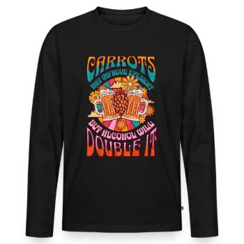 Carrots may improve Vision Alcohol will double it - Männer Premium Bio Langarmshirt - Schwarz - Vorne - Nico (187cm)