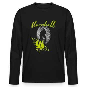 Floorball Floorball FLOORBALL PLAYER Floorballer - Men's Premium Organic Long Sleeve Shirt - black - Front - Nico (187cm)