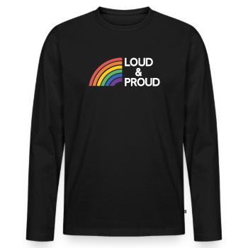 LGBTQ Pride Month - Laut und stolz - Männer Premium Bio Langarmshirt - Schwarz - Vorne - Nico (187cm)