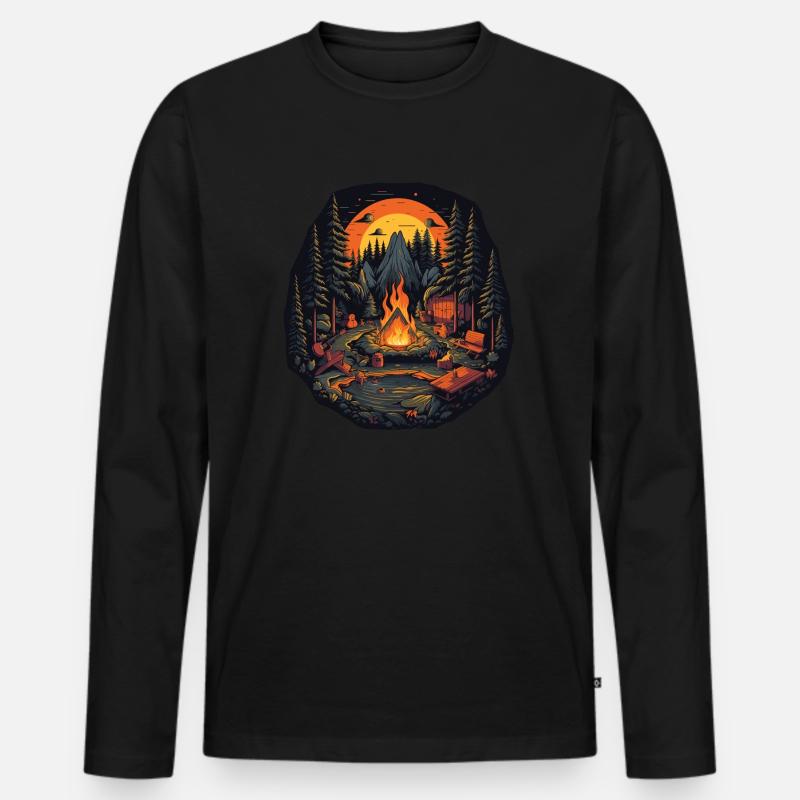 Cozy Campfire - Männer Premium Bio Langarmshirt - Schwarz