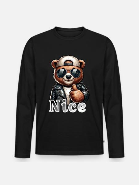 Bear with thumbs up - Men's Premium Organic Long Sleeve Shirt - black