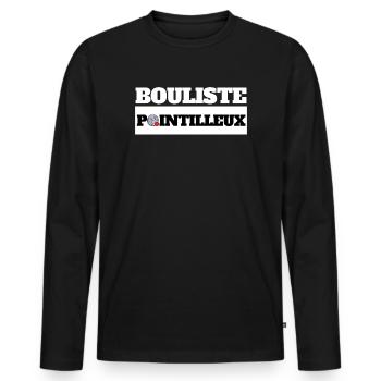 BOULISTE POINTILLEUX - Humor Pétanque - Männer Premium Bio Langarmshirt - Schwarz - Vorne - Nico (187cm)