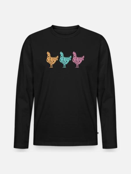 Pastel Chickens Silhouettes Pattern - Men's Premium Organic Long Sleeve Shirt - black