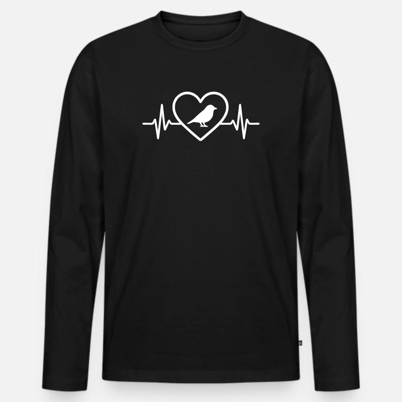 Herzvogel - Männer Premium Bio Langarmshirt - Schwarz