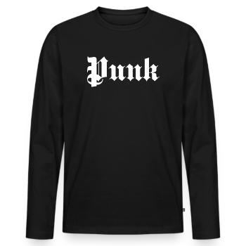 Punkrock Gothic Logo - Männer Premium Bio Langarmshirt - Schwarz - Vorne - Nico (187cm)