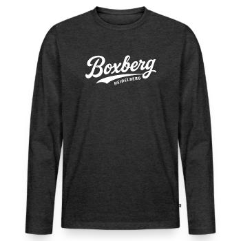Boxberg Schriftzug Design - Männer Premium Bio Langarmshirt - Anthrazit meliert - Vorne - Nico (187cm)