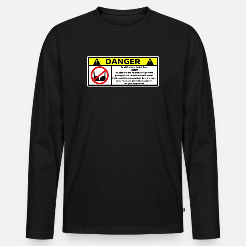 Gefahr Turbo - Männer Premium Bio Langarmshirt - Schwarz