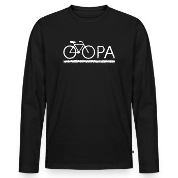 Grandpa Bicycle Silhouette - Men's Premium Organic Long Sleeve Shirt - black - Front - Nico (187cm)