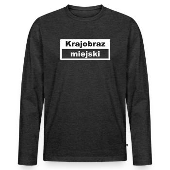 Stadtbild Typografie polnisch - Männer Premium Bio Langarmshirt - Anthrazit meliert - Vorne - Nico (187cm)