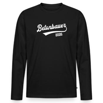 Maître apprenti pour l’examen d’apprentissage des travailleurs du béton 2026 - T-shirt manches longues Premium bio Homme - noir - Devant - Nico (187cm)