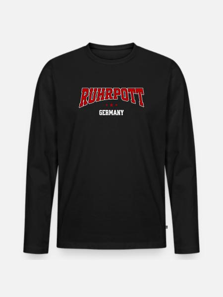 Ruhrpott Lettering – Germany Urban College Style - Men's Premium Organic Long Sleeve Shirt - black