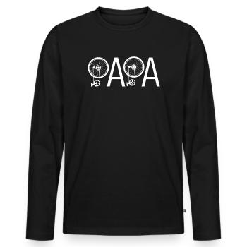 Radspoke Typografie: Fahrradschrift Papa - Männer Premium Bio Langarmshirt - Schwarz - Vorne - Nico (187cm)