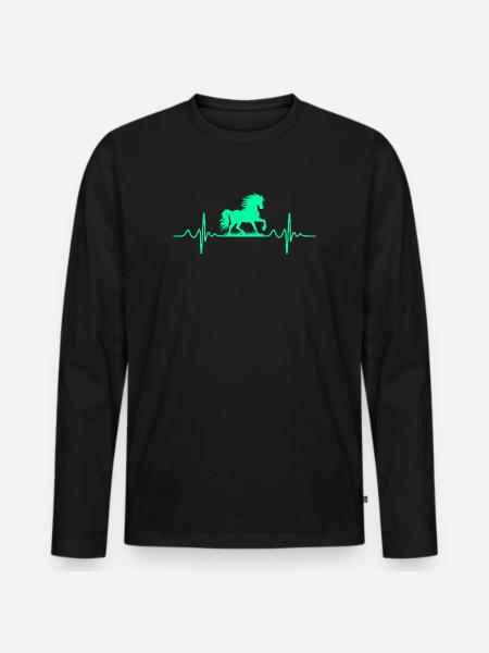 pferd herzschlag - Männer Premium Bio Langarmshirt - Schwarz