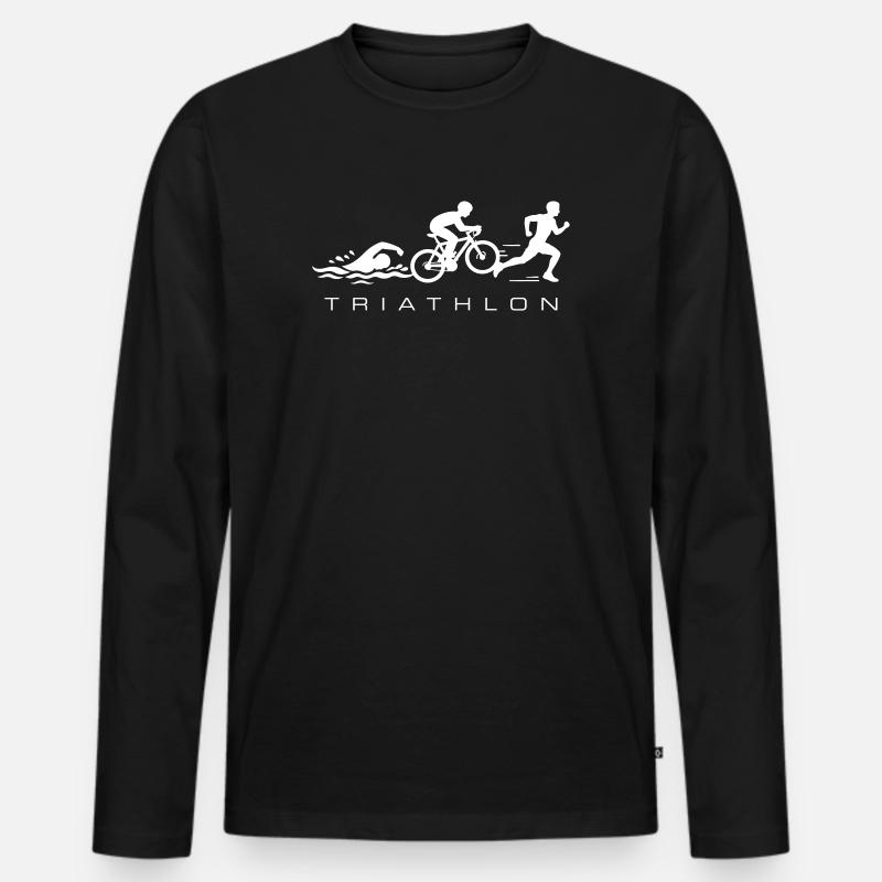 Triathlon Sport Triathlet - Männer Premium Bio Langarmshirt - Schwarz