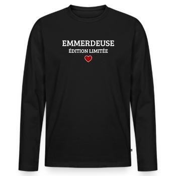Troublemaker Limited Edition Funny Humor - Men's Premium Organic Long Sleeve Shirt - black - Front - Nico (187cm)