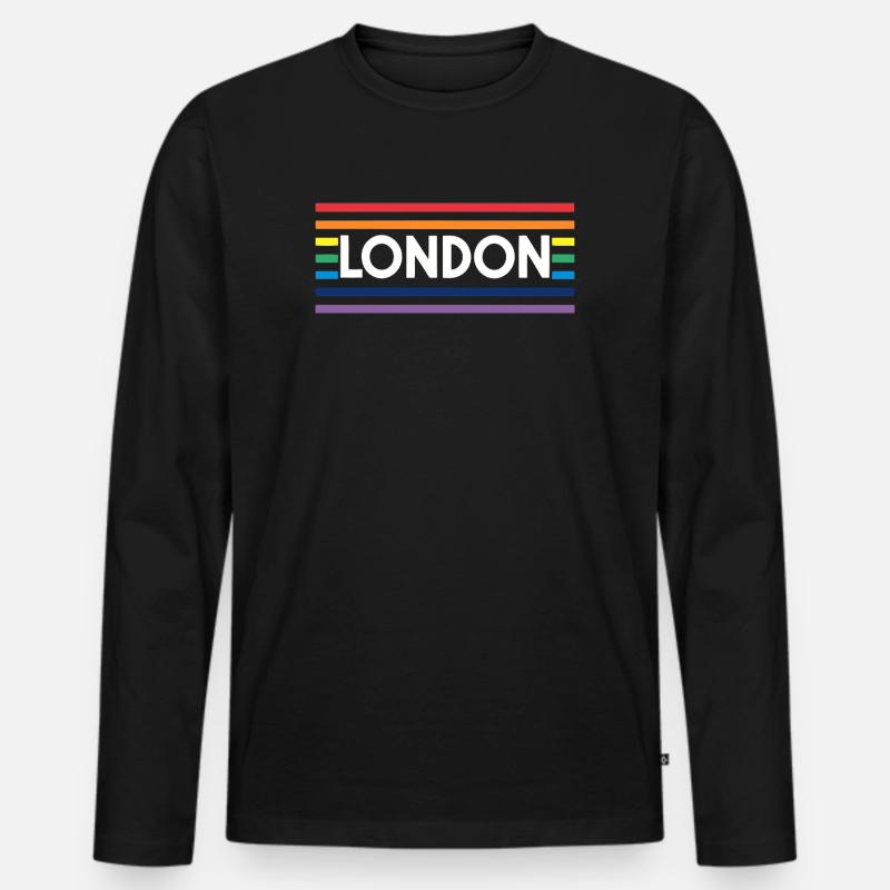 LONDON Urbaner Regenbogen - Männer Premium Bio Langarmshirt - Schwarz