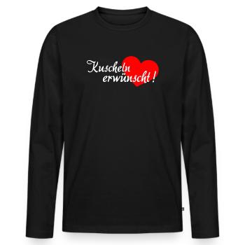 Cuddling Desired - White Red - Men's Premium Organic Long Sleeve Shirt - black - Front - Nico (187cm)