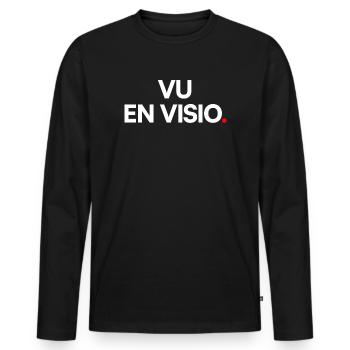 Seen by video. Minimalist telecommuting humor - Men's Premium Organic Long Sleeve Shirt - black - Front - Nico (187cm)