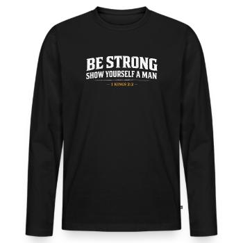 Sei stark, zeig dich als Mann 1 Kings Christian - Männer Premium Bio Langarmshirt - Schwarz - Vorne - Nico (187cm)