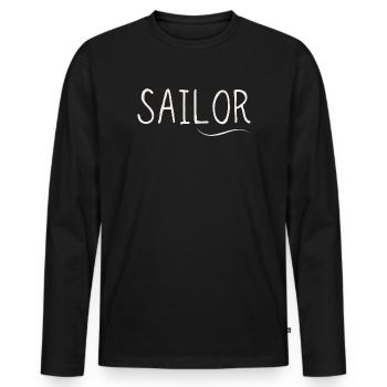 Sailor Sail Motif Lettering - Men's Premium Organic Long Sleeve Shirt - black - Front - Nico (187cm)