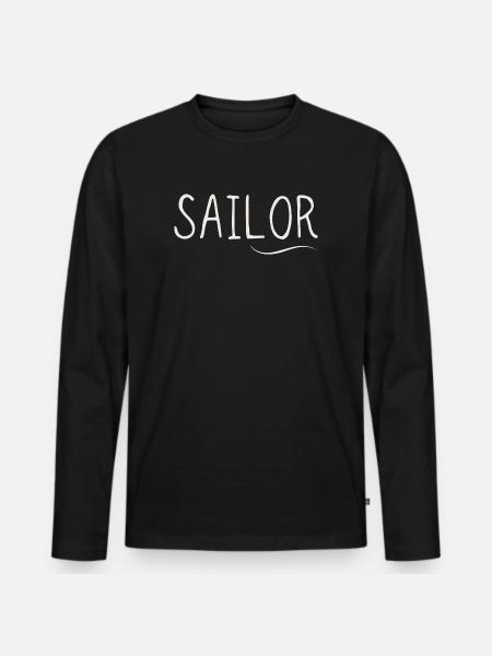 Sailor Sail Motif Lettering - Men's Premium Organic Long Sleeve Shirt - black