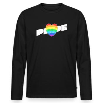 Pride Heart - Rainbow Design - Men's Premium Organic Long Sleeve Shirt - black - Front - Nico (187cm)