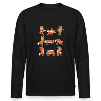 Comic Fuchs Yoga Süß Yogi Yoga Lehrer Geschenk - Männer Premium Bio Langarmshirt - Schwarz - Vorne - Nico (187cm)