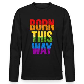 GAY Pride Homo Schwul Regenbogen lustiges Geschenk - Männer Premium Bio Langarmshirt - Schwarz - Vorne - Nico (187cm)