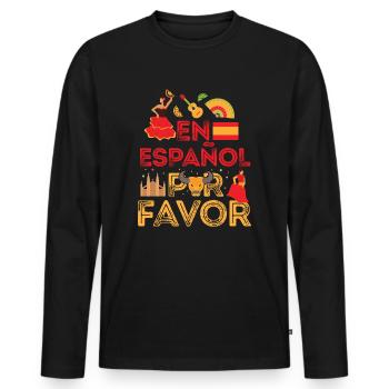 En Español Por Favor Spain Spanish Teacher Gift - T-shirt manches longues Premium bio Homme - noir - Devant - Nico (187cm)
