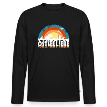 Ostseeliebe - Retroclors usedLook - Männer Premium Bio Langarmshirt - Schwarz - Vorne - Nico (187cm)