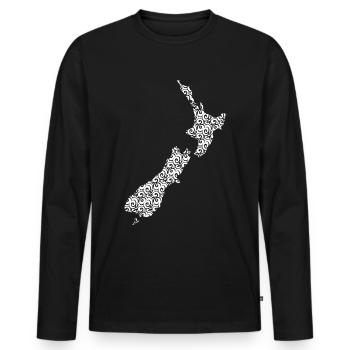 Neuseeland Karte Maori - Männer Premium Bio Langarmshirt - Schwarz - Vorne - Nico (187cm)