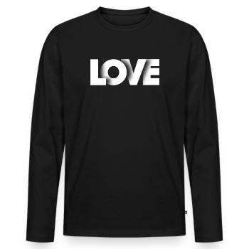 LOVE - Men's Premium Organic Long Sleeve Shirt - black - Front - Nico (187cm)