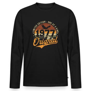 Original 1977 Vintage Vintage Birthday Gift - Men's Premium Organic Long Sleeve Shirt - black - Front - Nico (187cm)