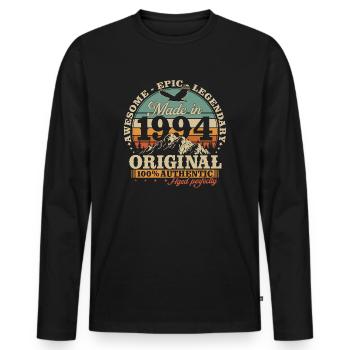 1994 Vintage Born Vintage Birthday Gift - Men's Premium Organic Long Sleeve Shirt - black - Front - Nico (187cm)