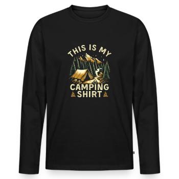 C’est ma chemise de camping - T-shirt manches longues Premium bio Homme - noir - Devant - Nico (187cm)