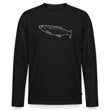 Trout lineart - Men's Premium Organic Long Sleeve Shirt - black - Front - Nico (187cm)