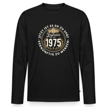 50. Geburtstag - Legendär seit 1975 Geschenkidee - Männer Premium Bio Langarmshirt - Schwarz - Vorne - Nico (187cm)