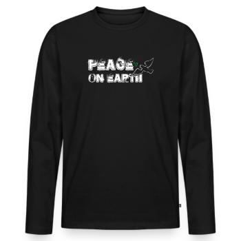 Peace on Earth | with Bird - Men's Premium Organic Long Sleeve Shirt - black - Front - Nico (187cm)
