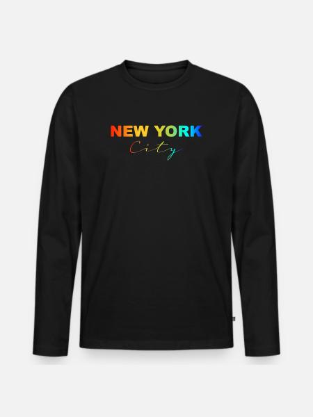 New York City Rainbow - Men's Premium Organic Long Sleeve Shirt - black