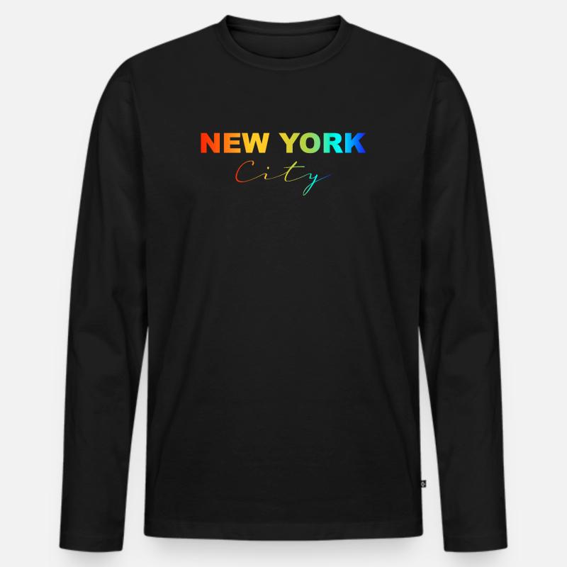 New York City Rainbow - Männer Premium Bio Langarmshirt - Schwarz