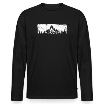 Conception de silhouette de montagne majestueuse - T-shirt manches longues Premium bio Homme - noir - Devant - Nico (187cm)