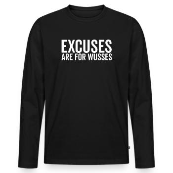 Les excuses sont pour les femmes - T-shirt manches longues Premium bio Homme - noir - Devant - Nico (187cm)