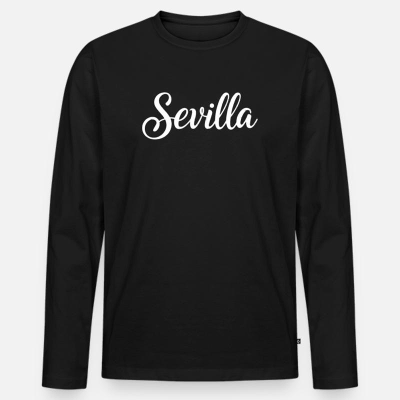 Sevilla Handlettering Script - Männer Premium Bio Langarmshirt - Schwarz
