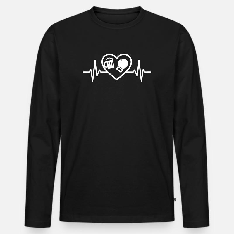 Heart Boxing Bier - Männer Premium Bio Langarmshirt - Schwarz