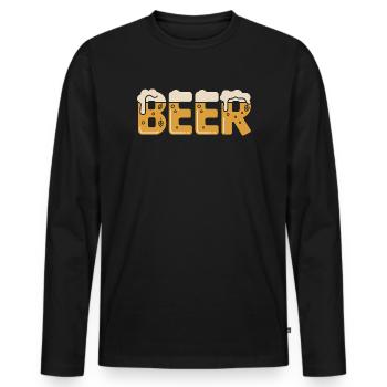 Bier - Männer Premium Bio Langarmshirt - Schwarz - Vorne - Nico (187cm)
